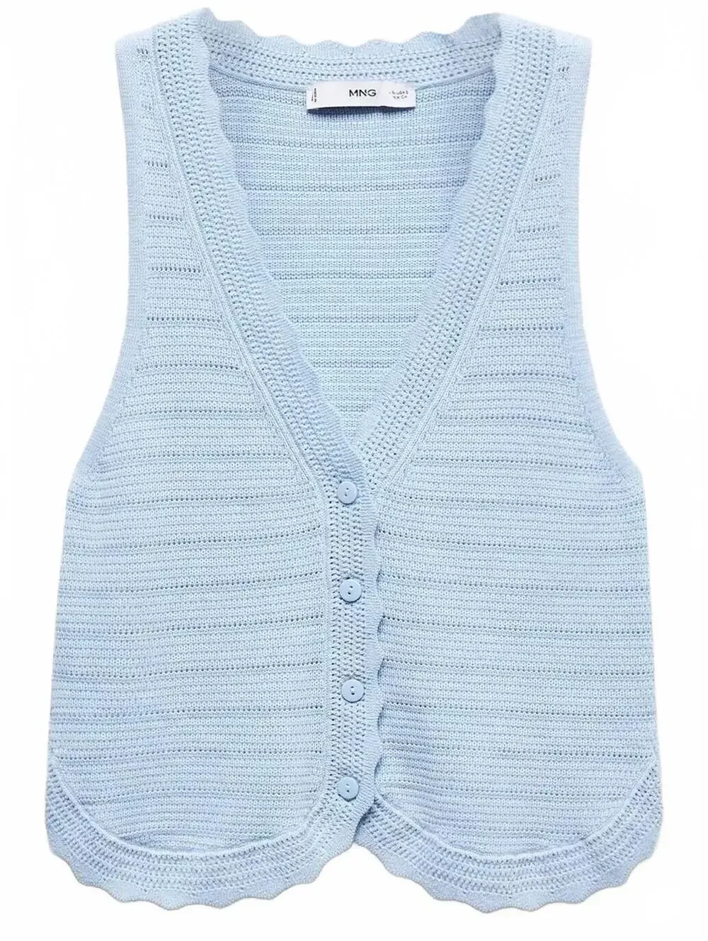 Mango Knitted Vest with Lace Details NWT Sky Blue XL